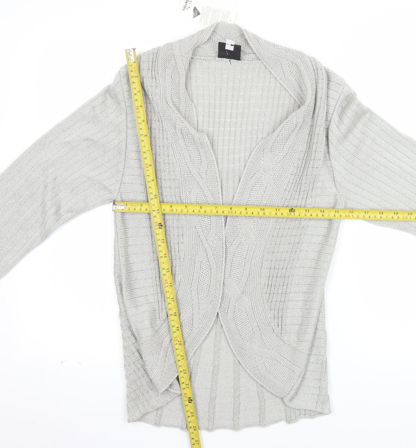 Florida Collection Women's Grey Cable-Knit Open Cardigan S