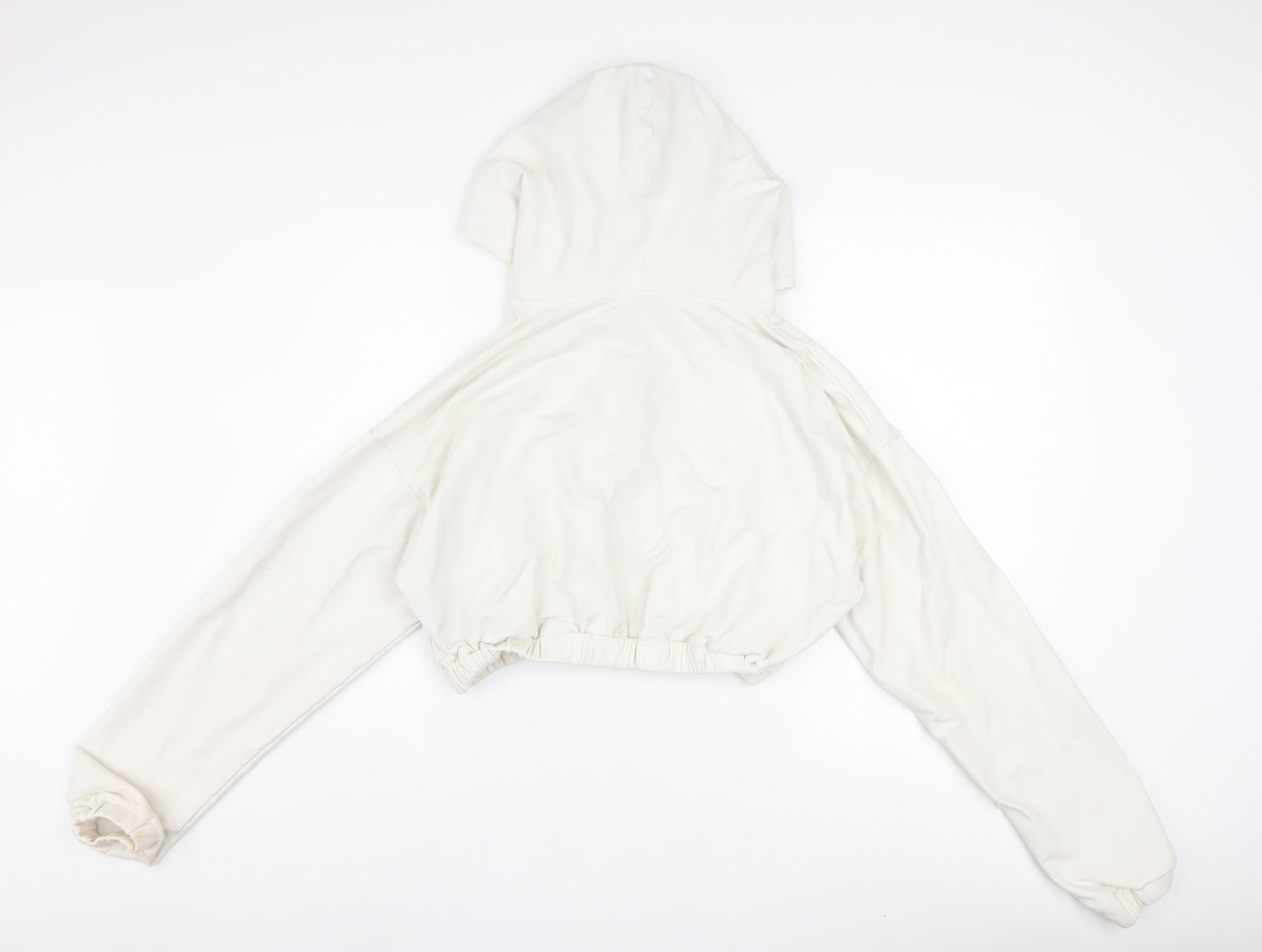 Maniere De Voir Women's Ivory 1/4 Zip Cropped Hoodie Size 12