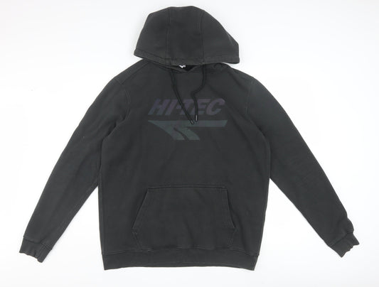 Hi-Tec Men's Black Pullover Hoodie L Graphic Hooded Sweatshirt