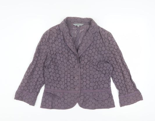Marks and Spencer Womens Purple Cotton Lace Blazer UK 14