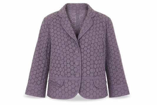 Marks and Spencer Womens Purple Cotton Lace Blazer UK 14