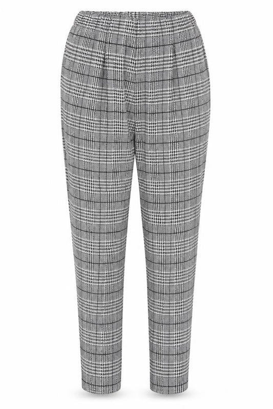 Esmara Women's Grey Check Tapered Trousers Size 12-14