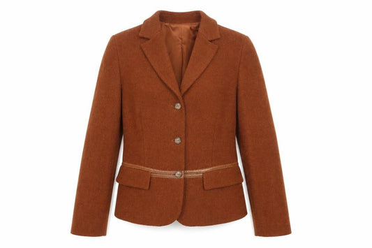 Henry Cotton's Women's Brown Wool Tweed Blazer Size 12 Classic Short