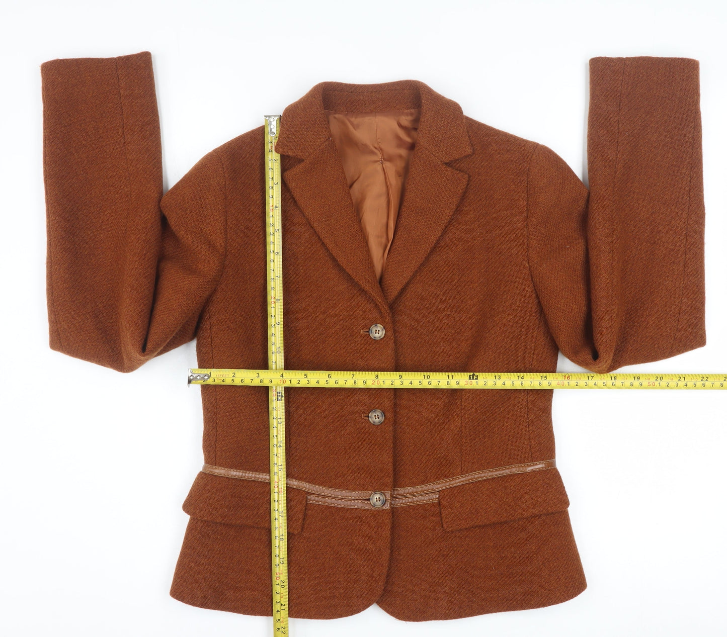 Henry Cotton's Women's Brown Wool Tweed Blazer Size 12 Classic Short