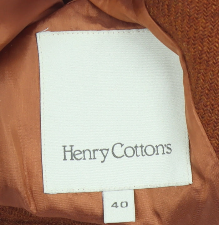 Henry Cotton's Women's Brown Wool Tweed Blazer Size 12 Classic Short