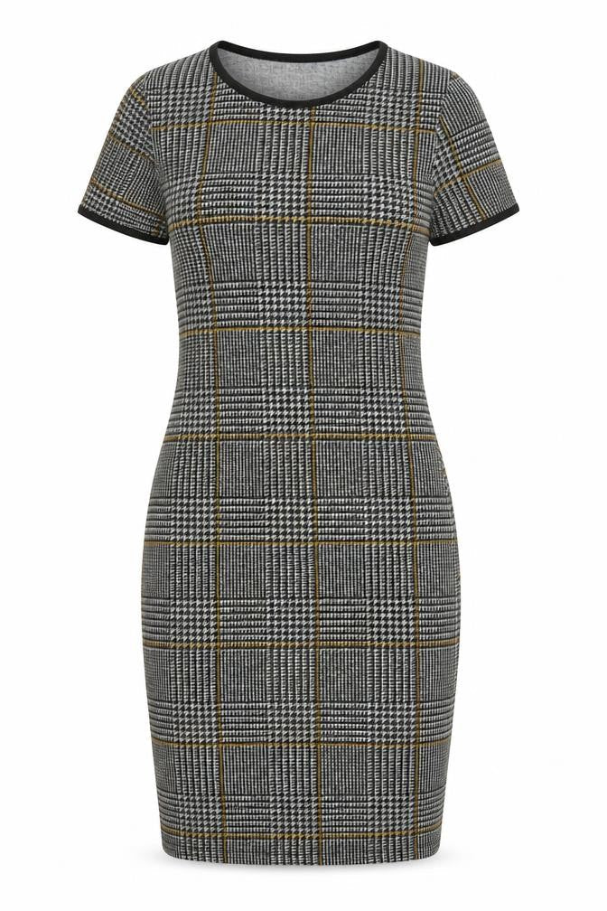 Select Women's Grey Check Bodycon Dress Size 6 Short Sleeve