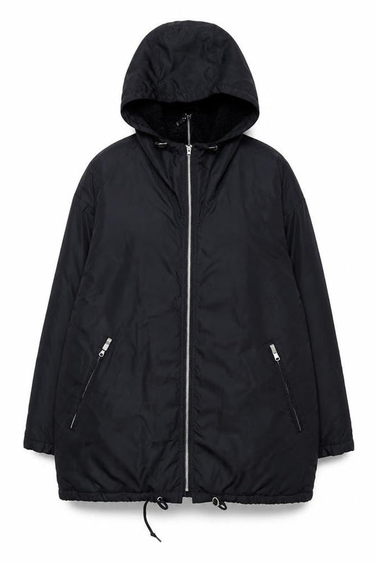 Olsen Collection Women's Black Hooded Parka Jacket Size 12