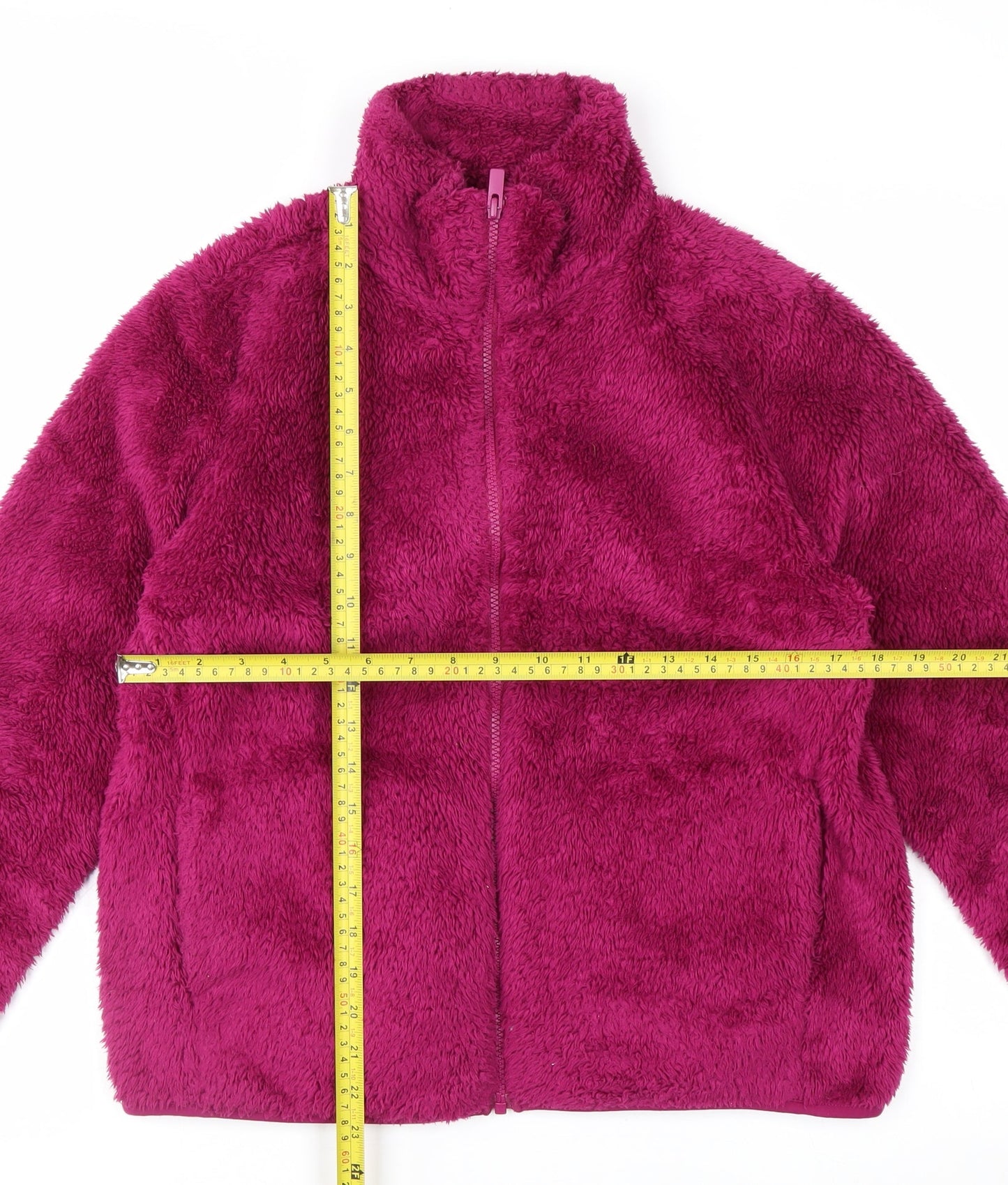 Uniqlo Womens Pink Fleece Full Zip Hoodie M Warm Lined Casual