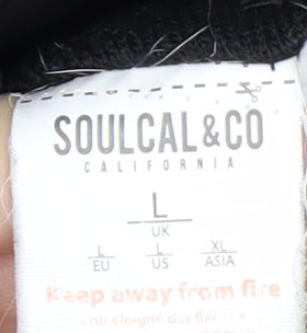 SoulCal & Co Men's Black Hooded Puffer Jacket L Winter Warm Casual
