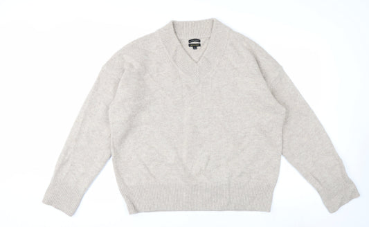 Mercer & Madison Men’s Beige Wool Blend V-Neck Jumper Size L