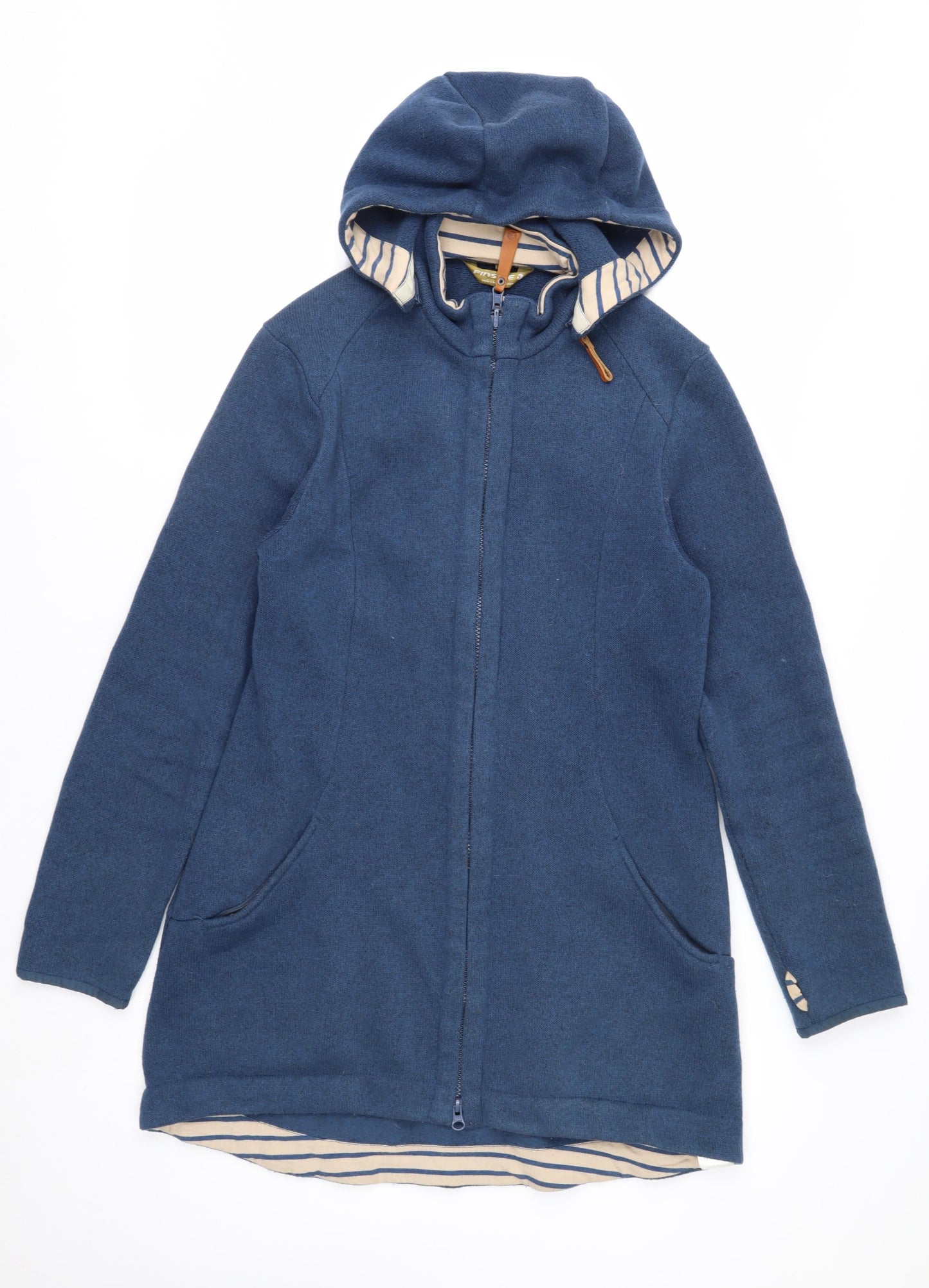 Finside Women Blue Hooded Parka Coat Size 12 Polyester Fleece
