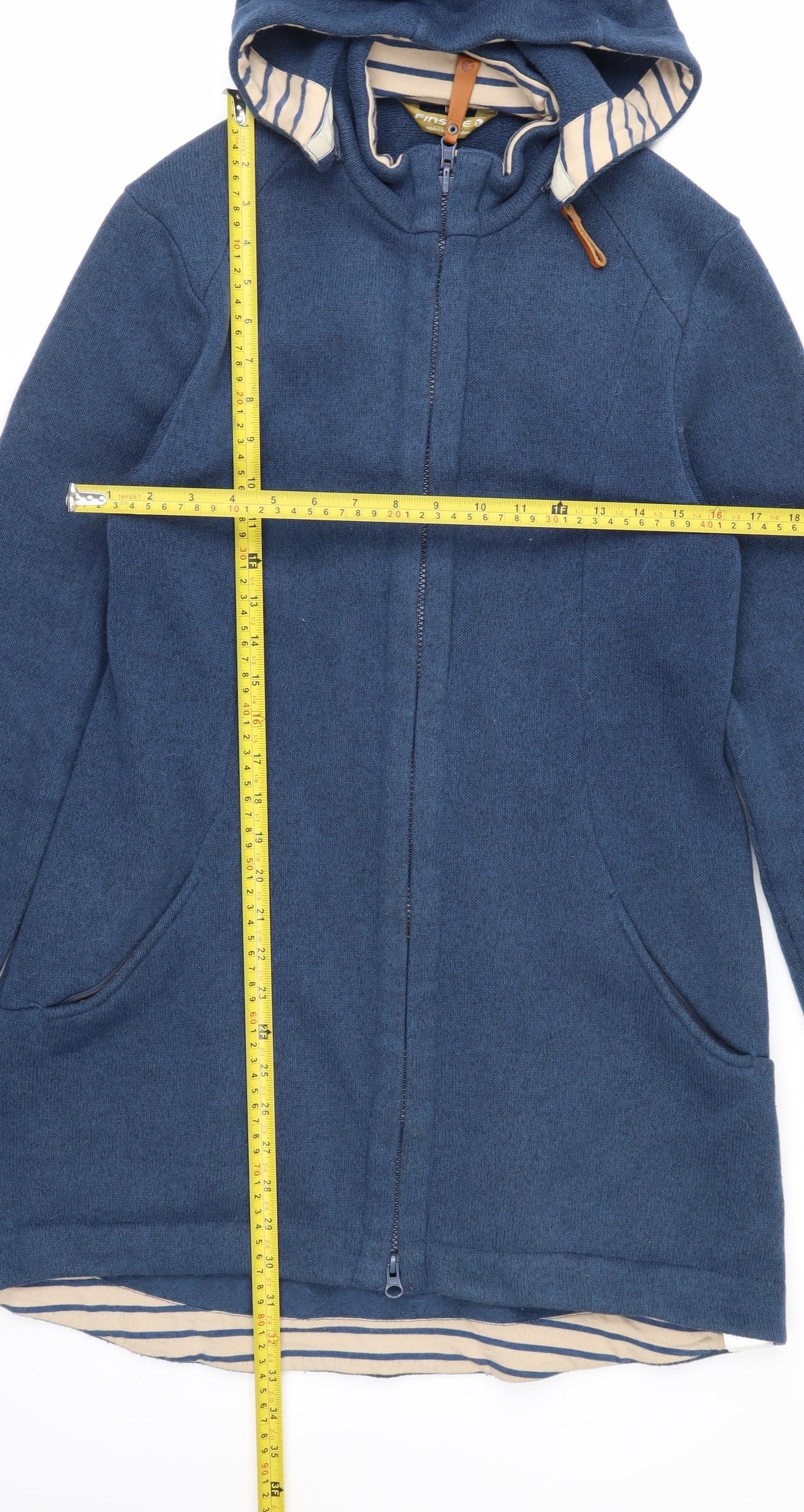 Finside Women Blue Hooded Parka Coat Size 12 Polyester Fleece