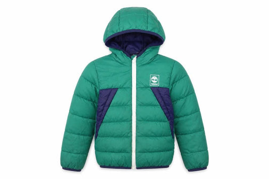 Timberland Boys Green Colourblock Hooded Puffer Jacket 6 Years