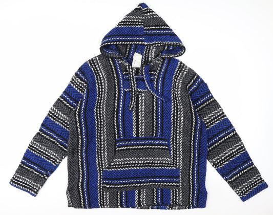 Orijinal Men’s Blue Striped Pullover Baja Hoodie M Relaxed Fit