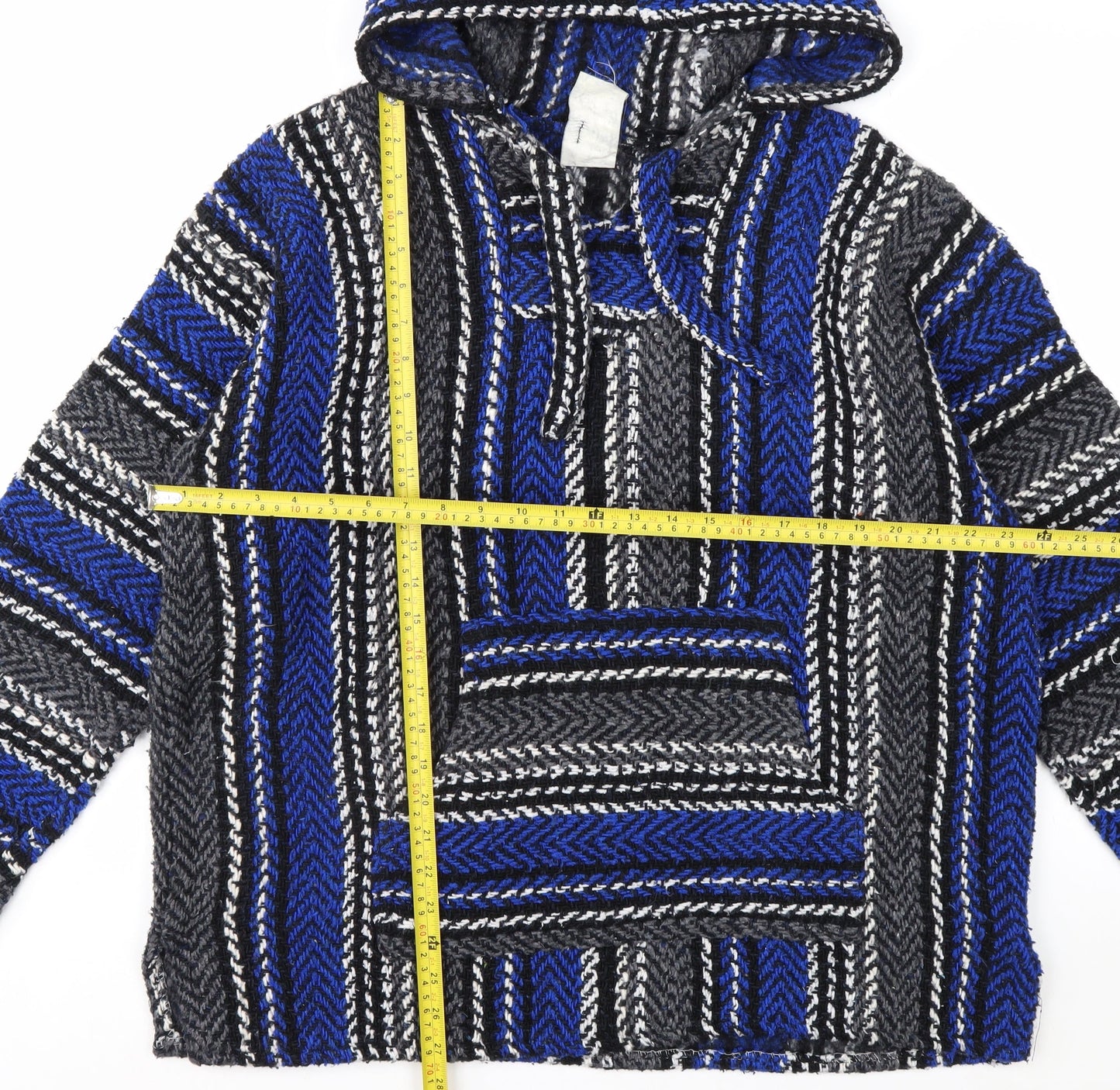 Orijinal Men’s Blue Striped Pullover Baja Hoodie M Relaxed Fit