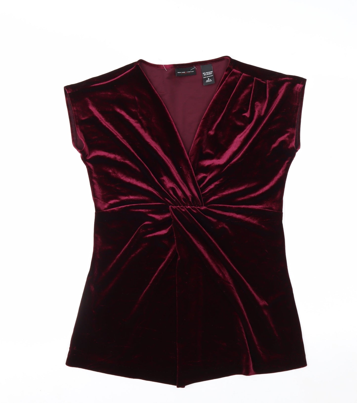 New York & Company Women's Red Velvet Wrap Blouse Size S