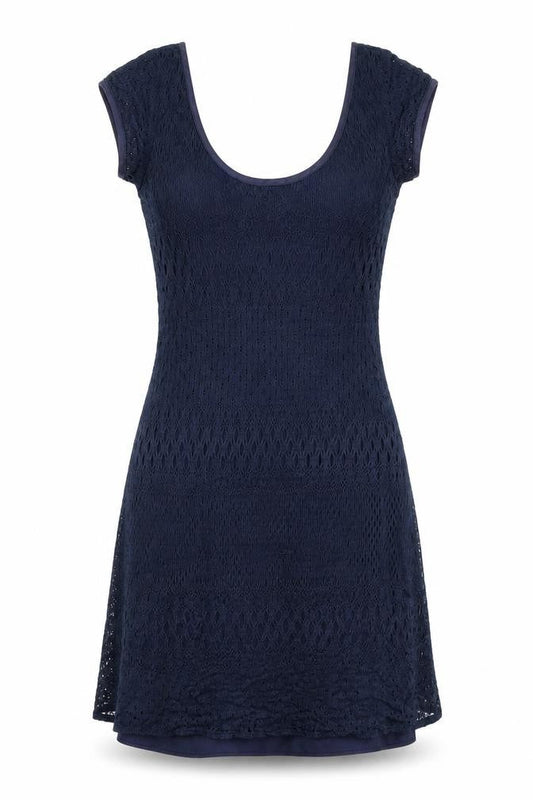 Mica Women’s Blue Lace Sheath Dress Size 8 Elegant Knee Length