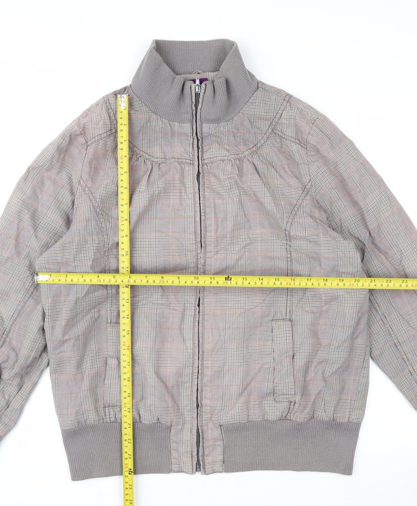 New Look Inspire Women's Grey Check Bomber Jacket Size 20