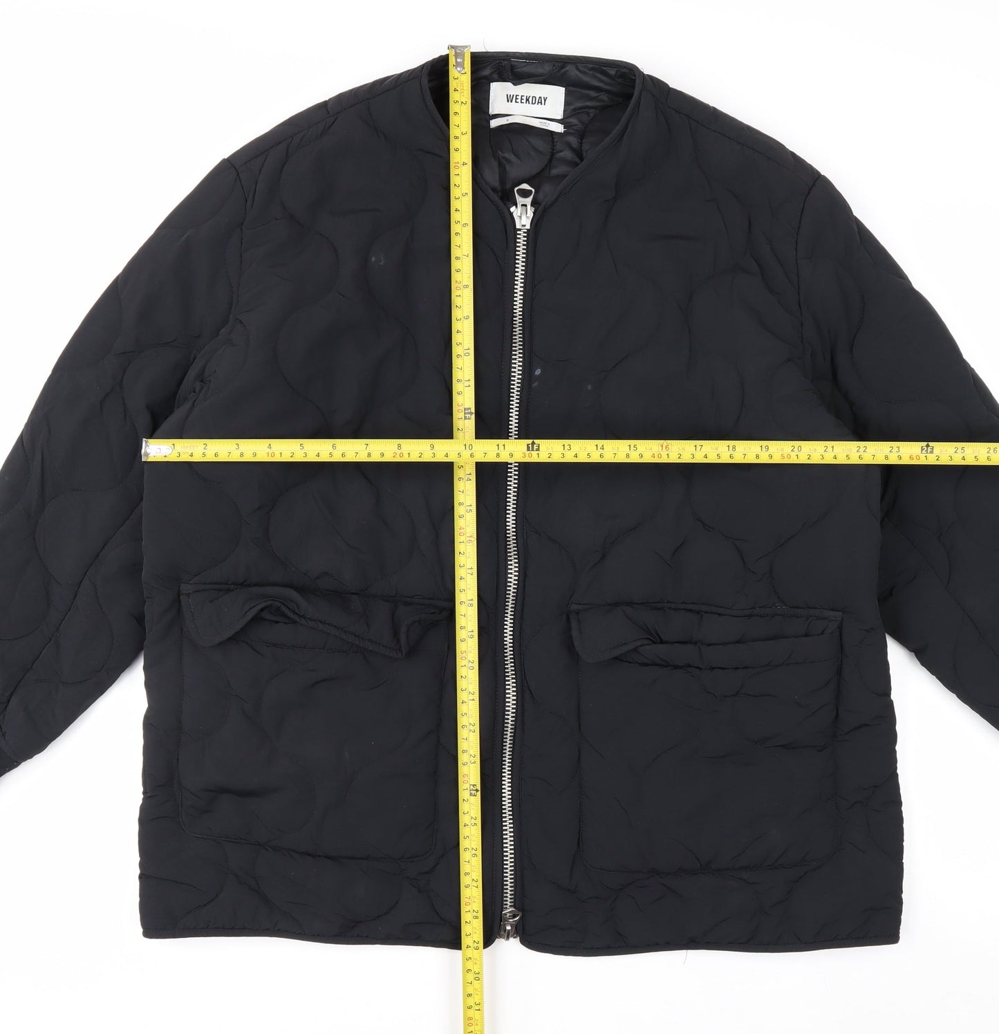 Weekday Women's Black Quilted Mid-Length Jacket Size S