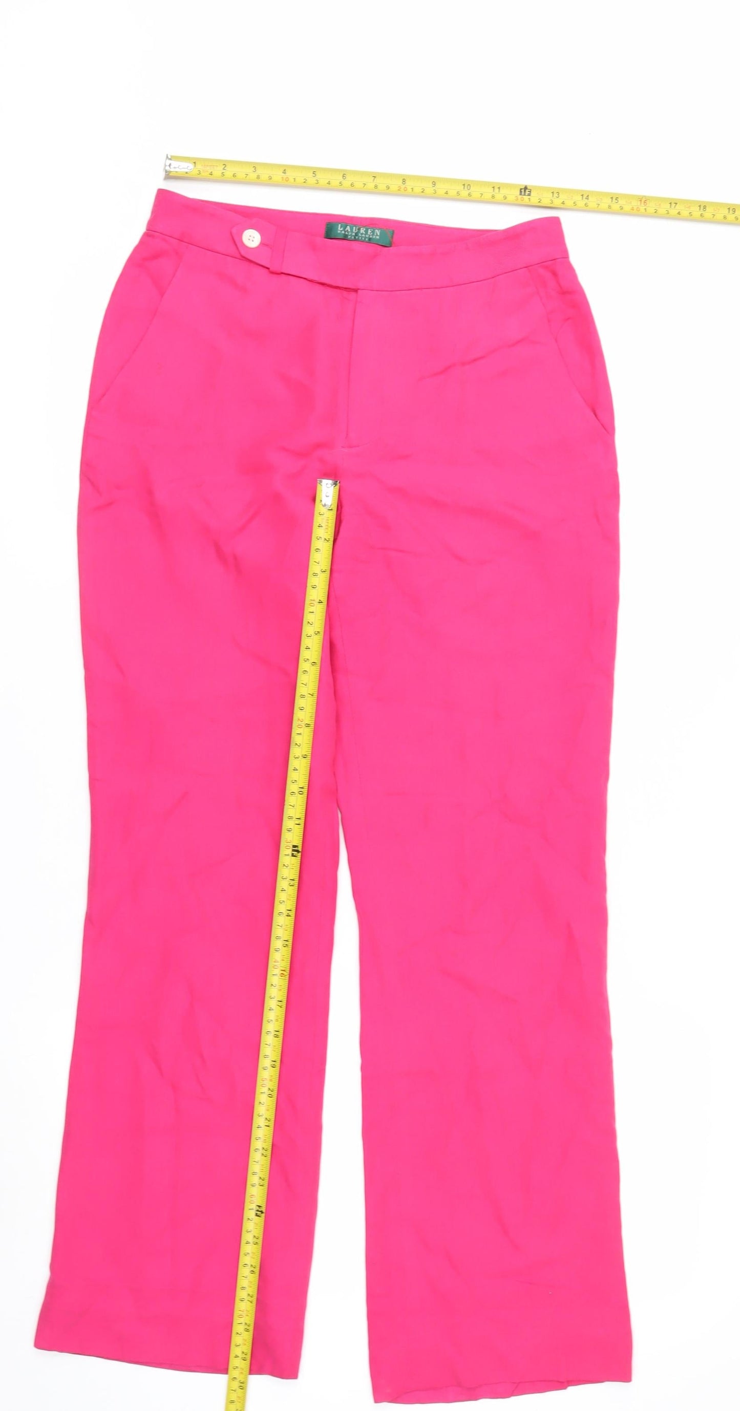 Ralph Lauren Petite Pink Silk Straight Leg Women's Trousers 2P