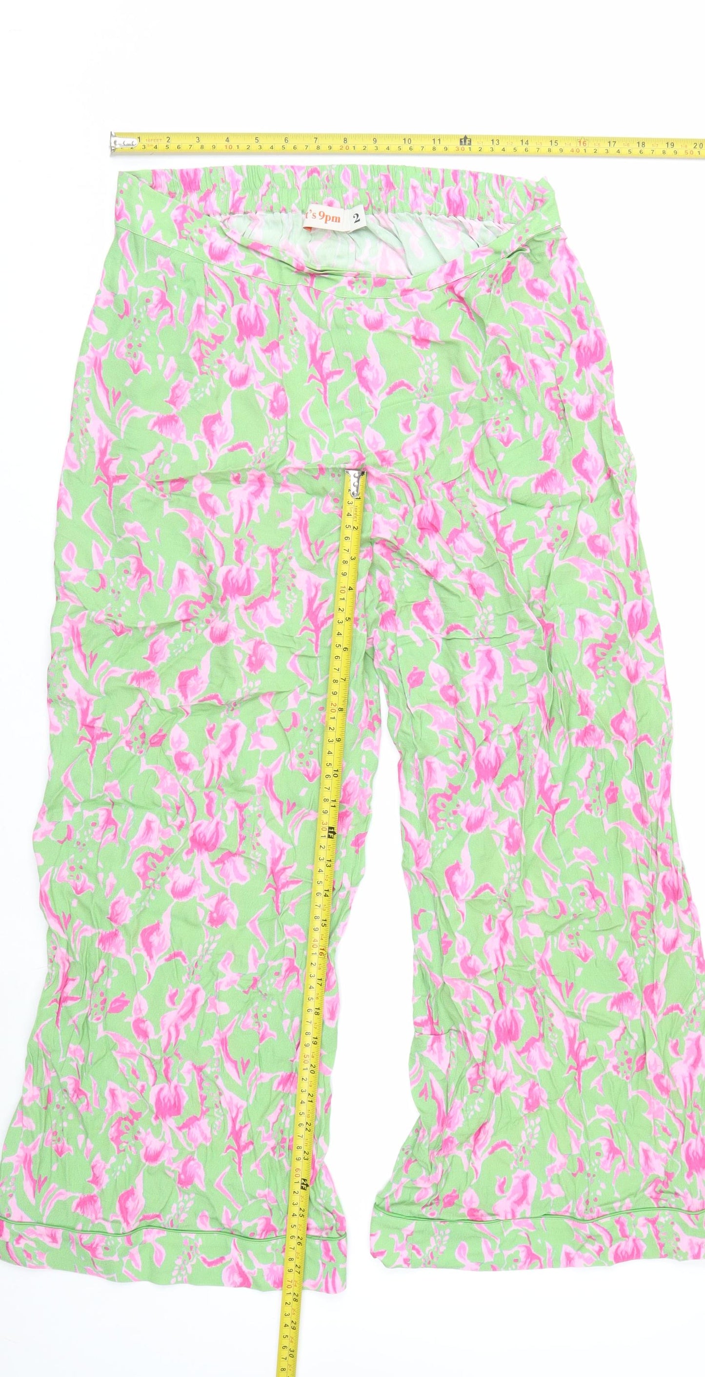 It's 9pm Women's Multicoloured Floral Cropped Cotton Trousers Size 10