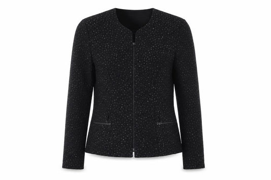 Jessica Howard Womens Black Textured Zip Blazer Size 12