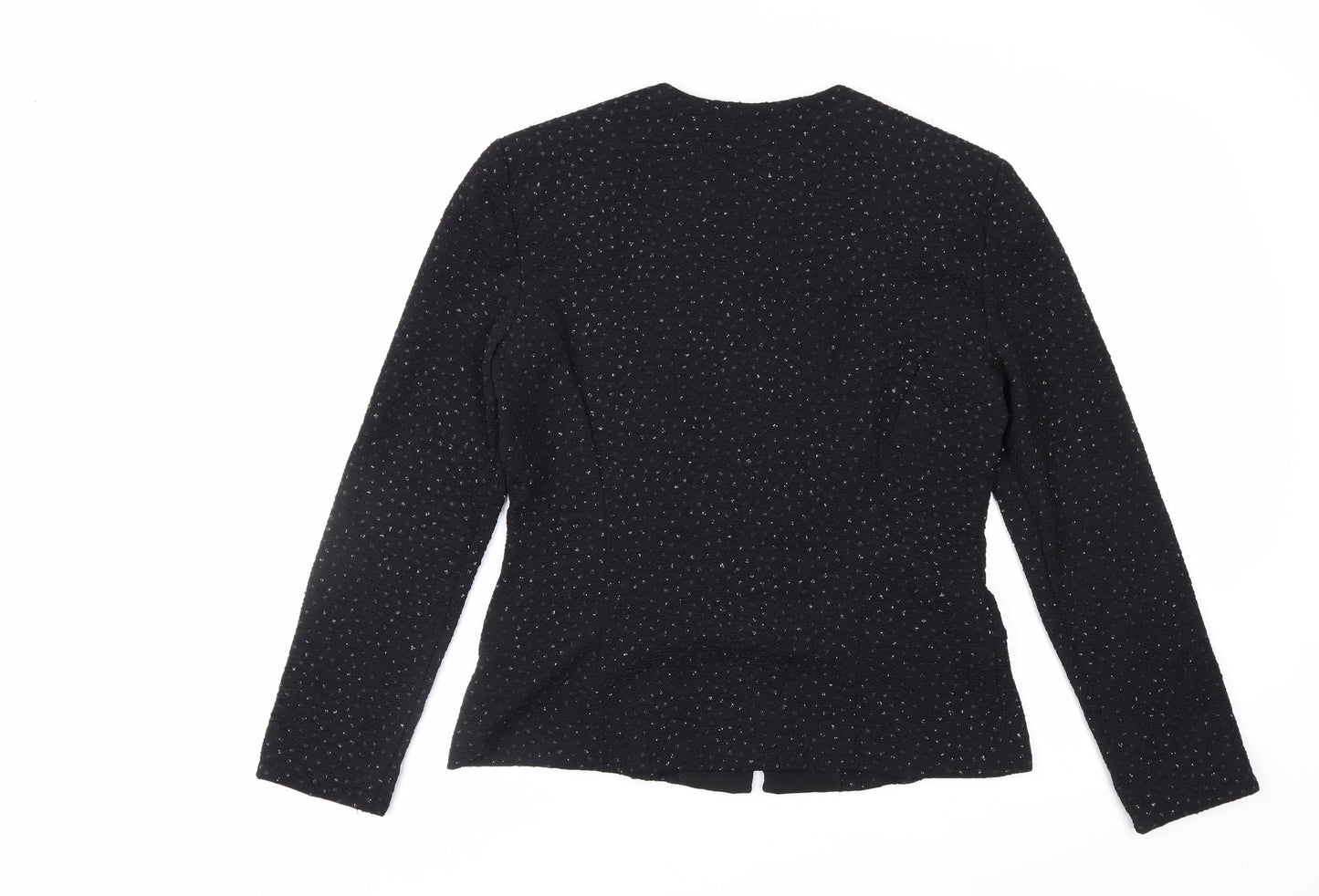 Jessica Howard Womens Black Textured Zip Blazer Size 12