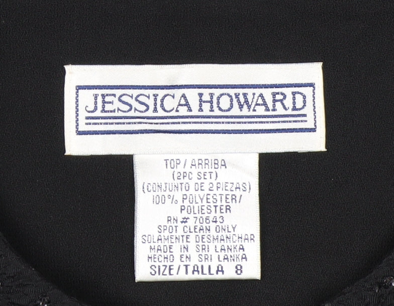 Jessica Howard Womens Black Textured Zip Blazer Size 12