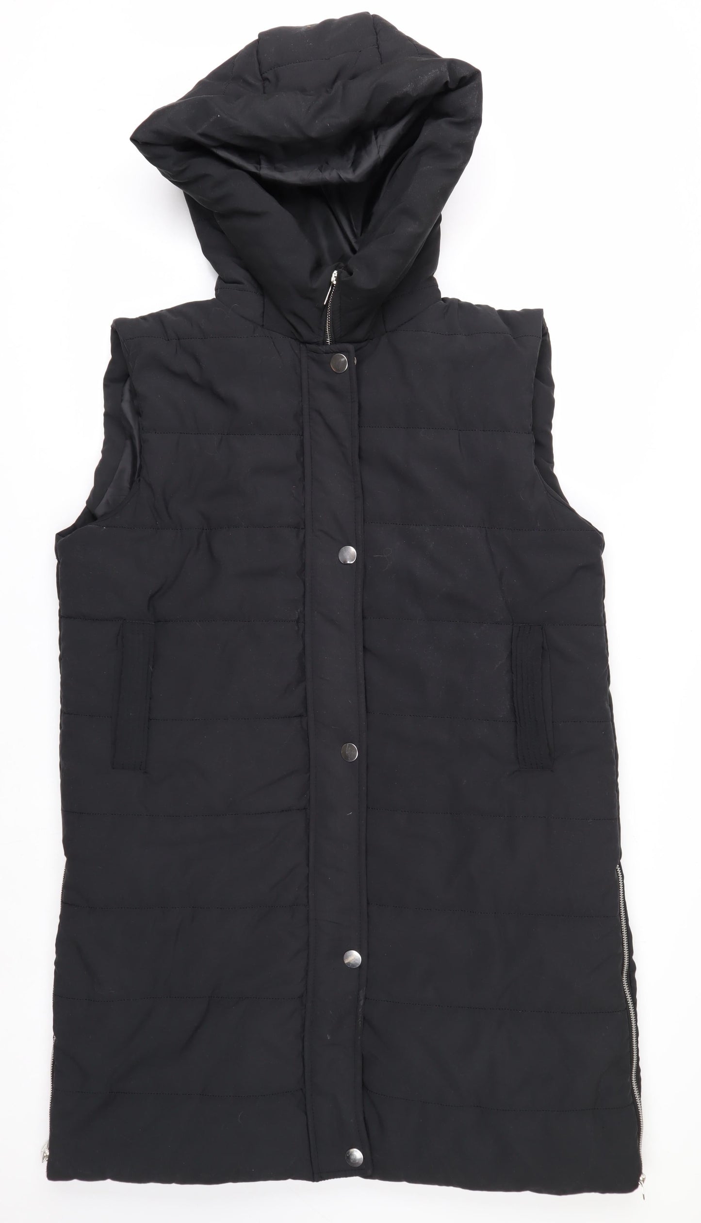 Rising Women’s Black Hooded Long Puffer Waistcoat XL