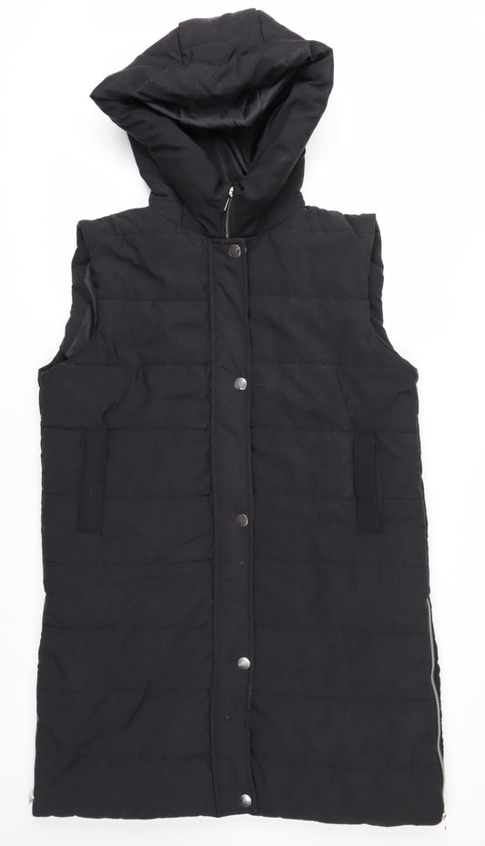 Rising Women’s Black Hooded Long Puffer Waistcoat XL