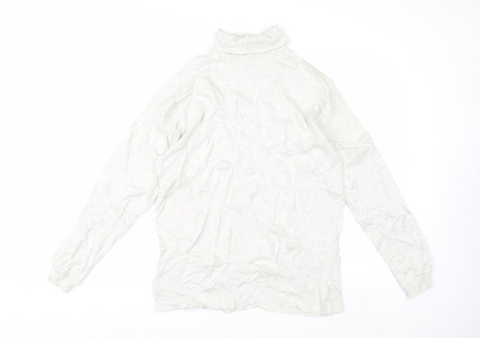 Country Trader Womens White Roll Neck Long Sleeve Cotton Top M
