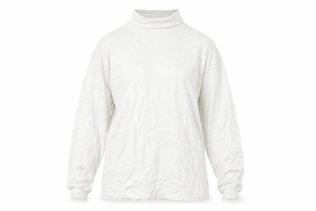 Country Trader Womens White Roll Neck Long Sleeve Cotton Top M