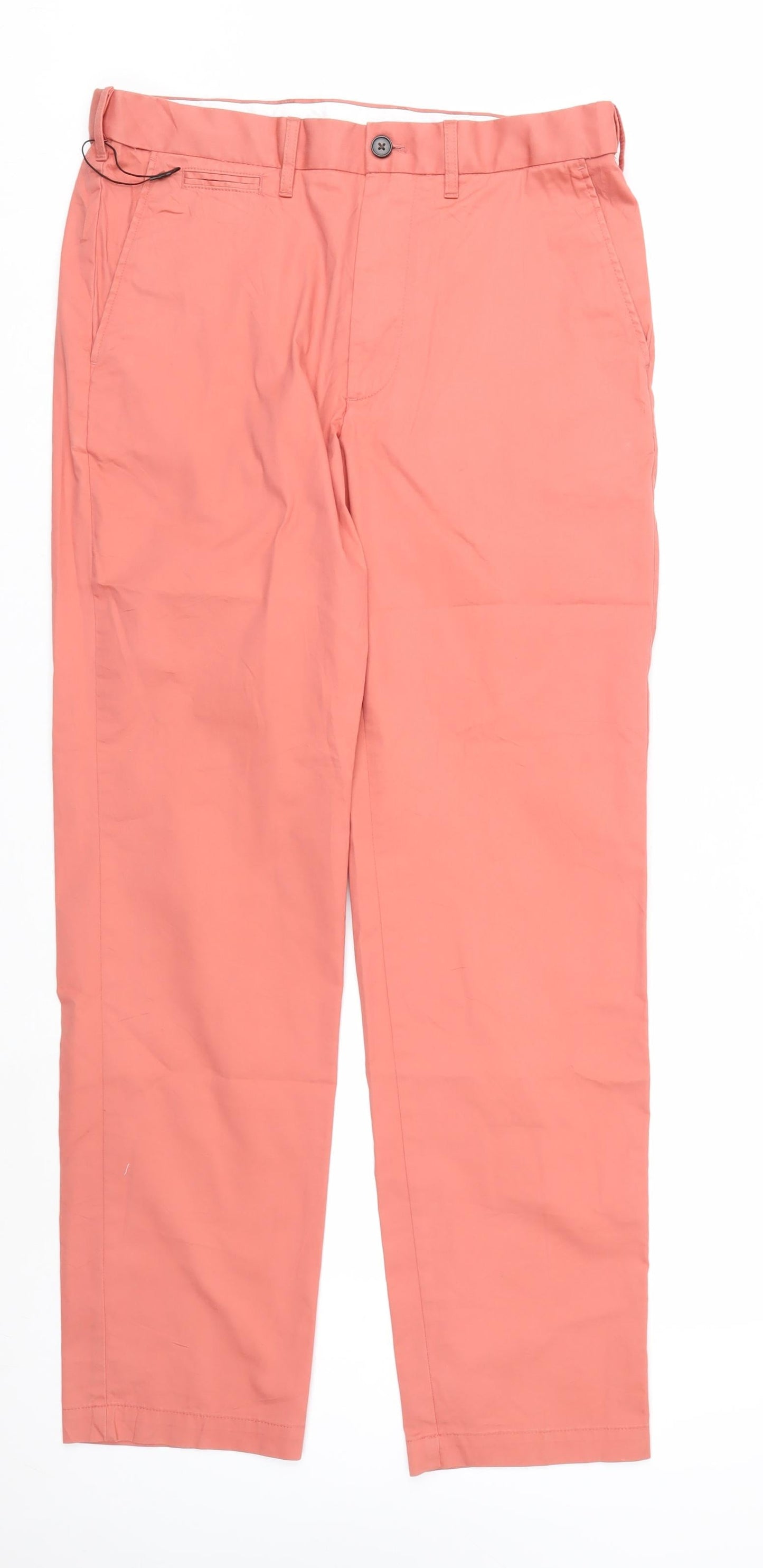 Marks and Spencer Men's Pink Chino Trousers 32W 31L Straight Fit