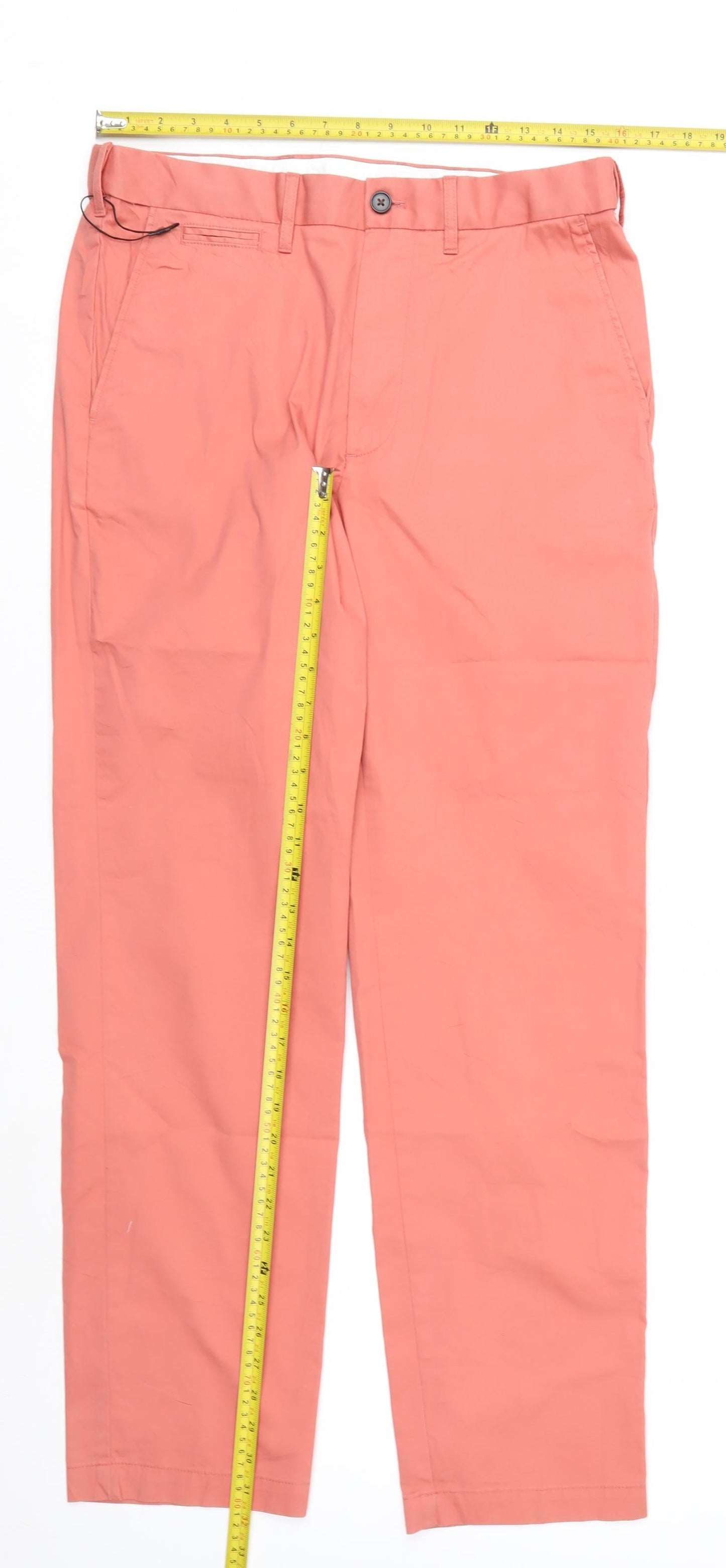 Marks and Spencer Men's Pink Chino Trousers 32W 31L Straight Fit