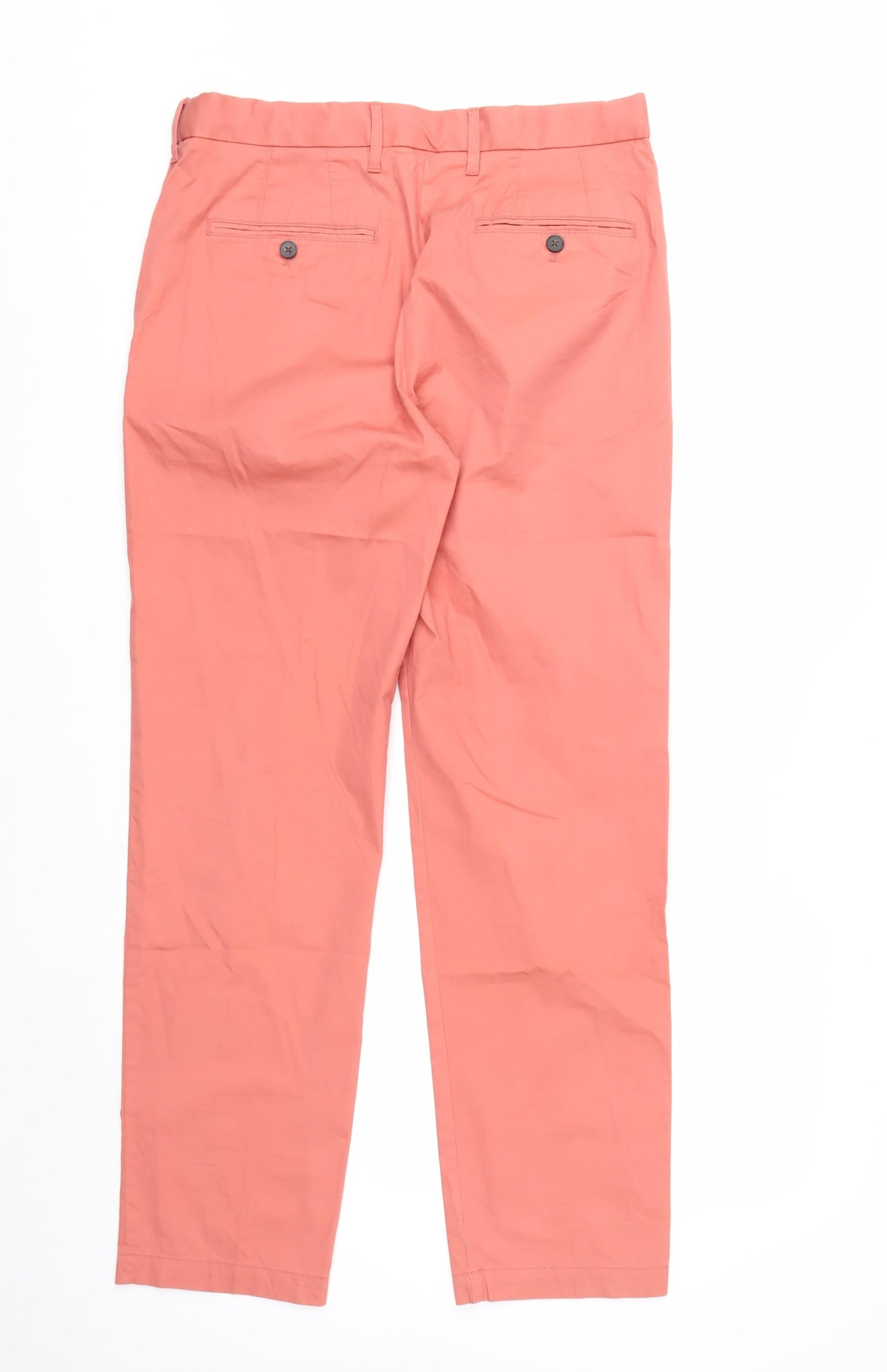 Marks and Spencer Men's Pink Chino Trousers 32W 31L Straight Fit