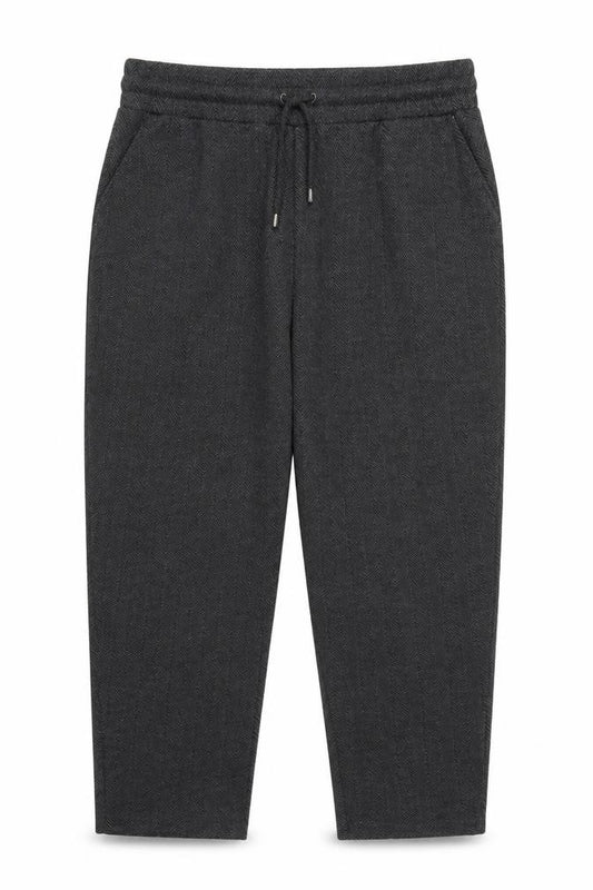Bonmarché Womens Grey Herringbone Straight Leg Trousers Size 22