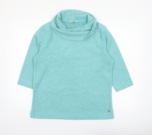 Penny Plain Women Blue Cowl Neck 3/4 Sleeve Pullover Sweatshirt Size 16