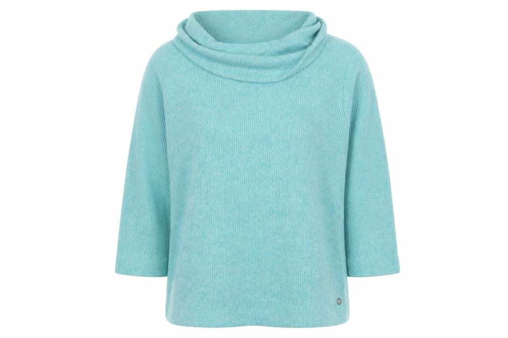 Penny Plain Women Blue Cowl Neck 3/4 Sleeve Pullover Sweatshirt Size 16