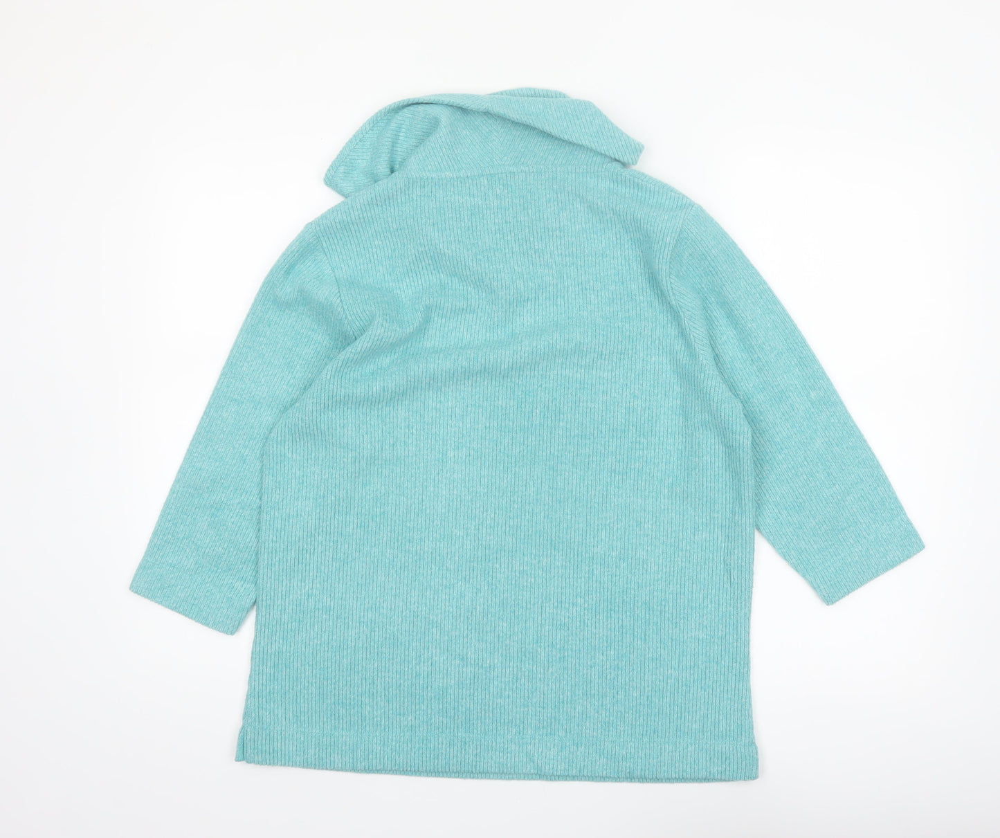 Penny Plain Women Blue Cowl Neck 3/4 Sleeve Pullover Sweatshirt Size 16