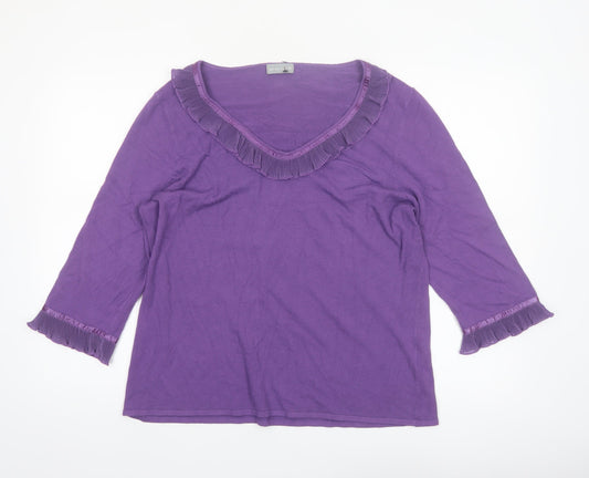 Marks and Spencer Per Una Women’s Purple Ruffle V-Neck Jumper Size 20