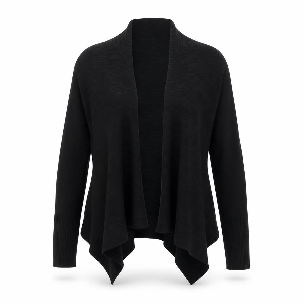 DKNY Womens Black XS Open Front Cotton Acrylic Cardigan