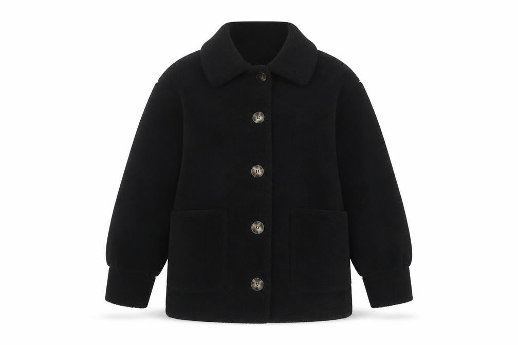Pimkie Women's Black Fleece Button Coat Size 10 Classic Style