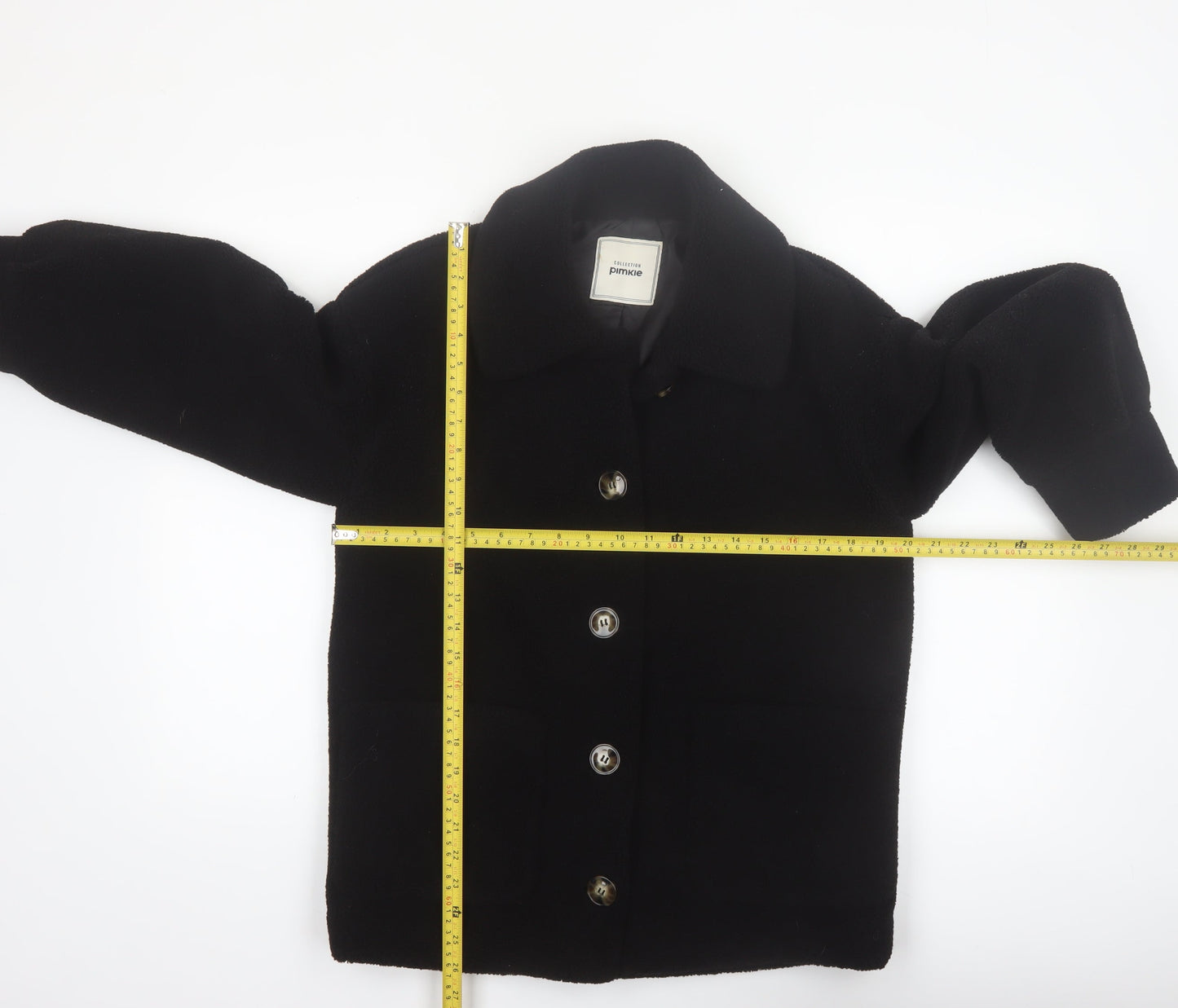 Pimkie Women's Black Fleece Button Coat Size 10 Classic Style
