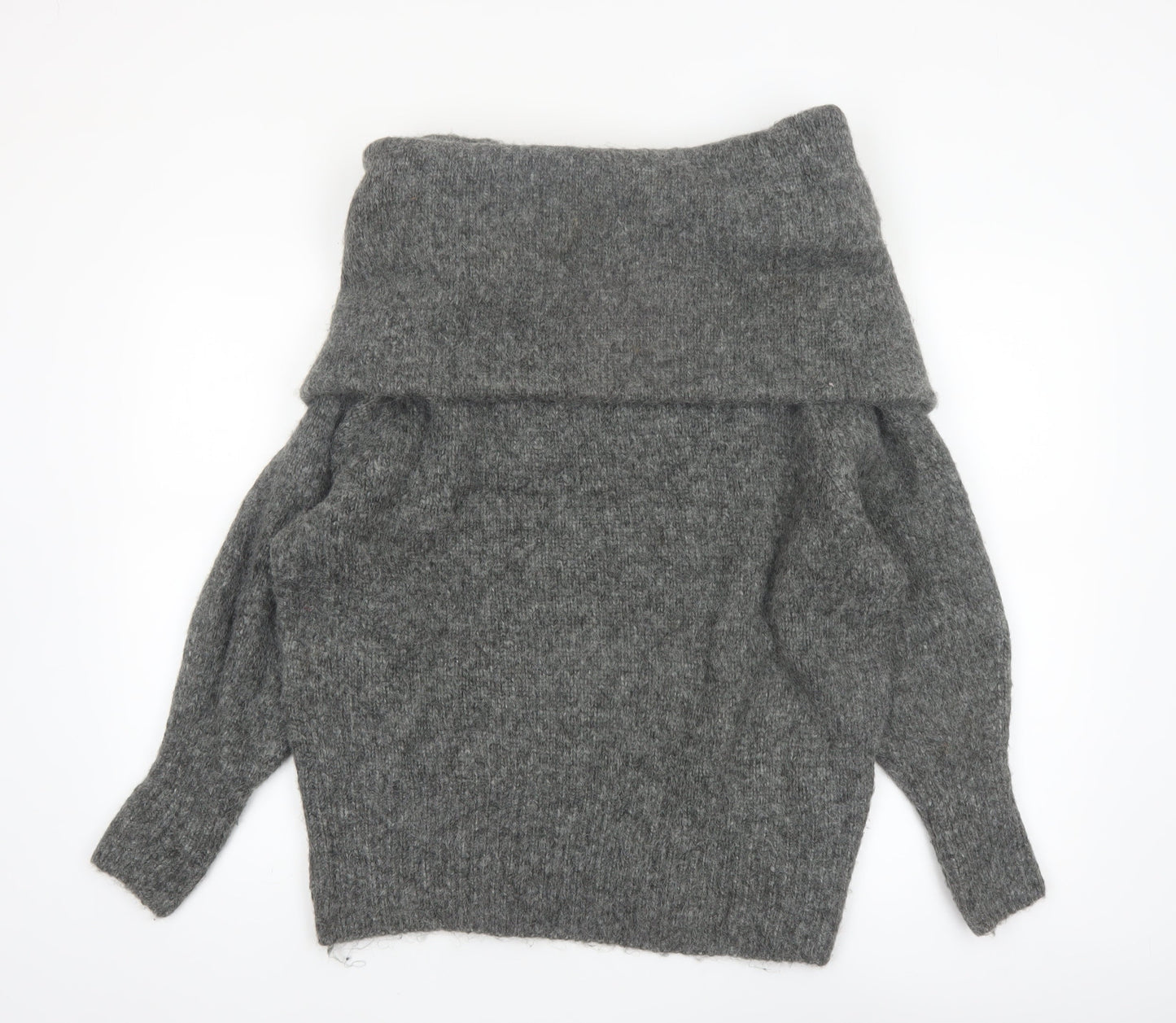 H&M Womens Grey Cowl Neck Long Sleeve Knit Jumper Size L