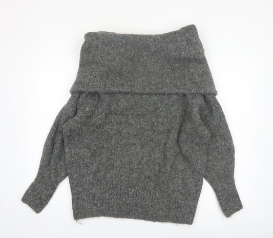 H&M Womens Grey Cowl Neck Long Sleeve Knit Jumper Size L