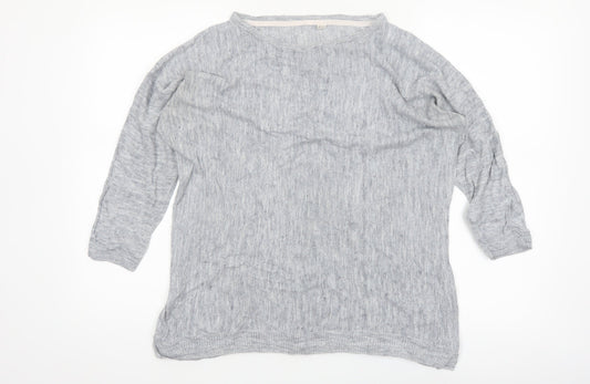 White Stuff Women’s Grey Linen Cotton Boat Neck Jumper Size 12