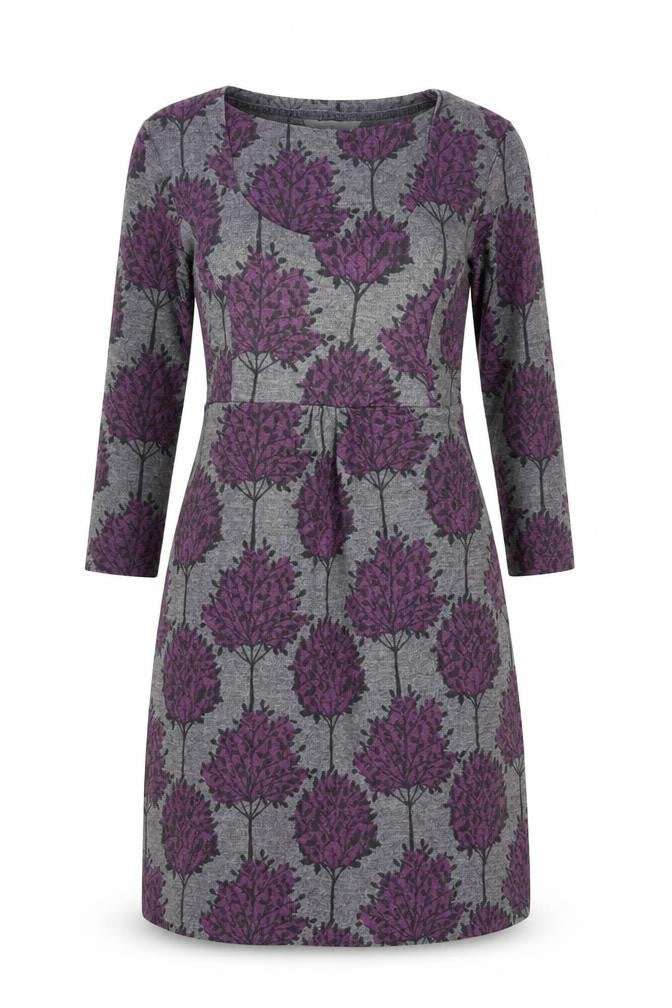 Lily & Me Womens Grey Floral Shift Dress Size 10 3/4 Sleeve Autumn