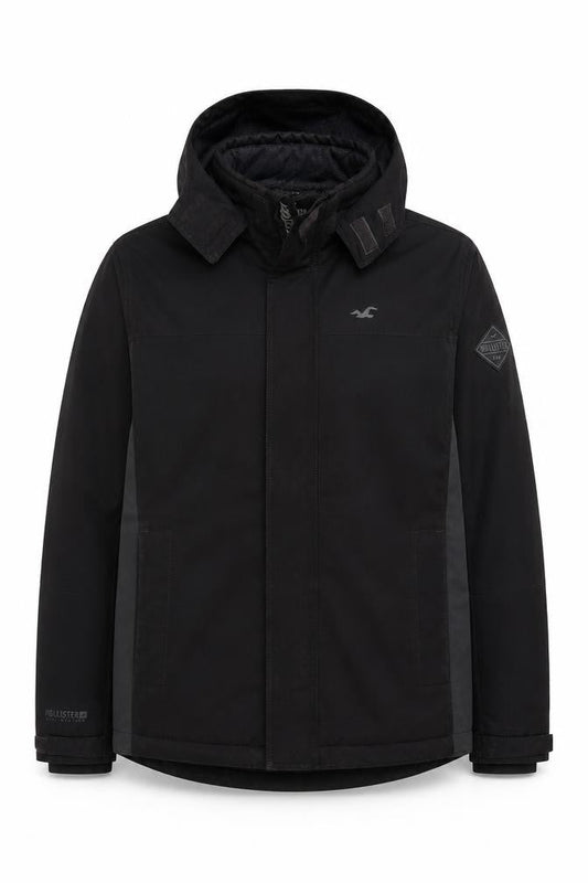 Hollister Men’s Black Mid-Length Waterproof Parka Jacket S