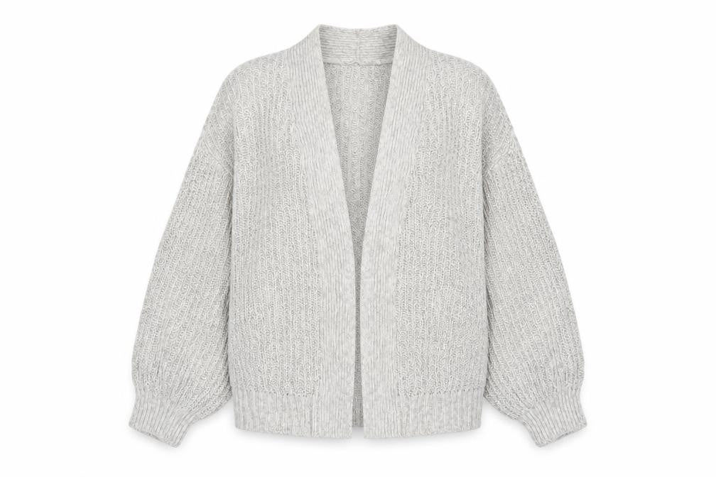 New Look Women’s Grey Chunky Knit Long Sleeve Cardigan Size M
