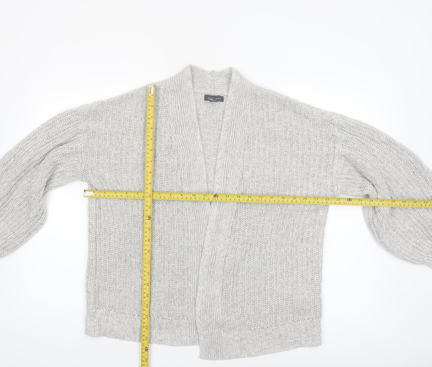 New Look Women’s Grey Chunky Knit Long Sleeve Cardigan Size M